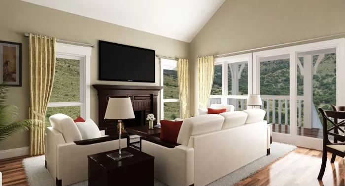 living room looking toward back porch